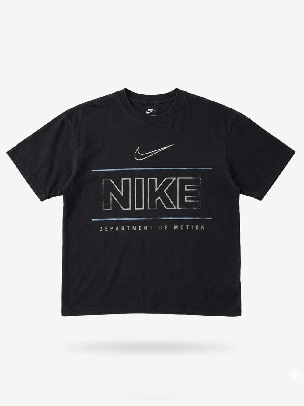 Nike Black T-Shirt with White and Light Blue Logo